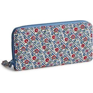 Women's Cotton Continental Wallet Bias Mini Vines Ribbons